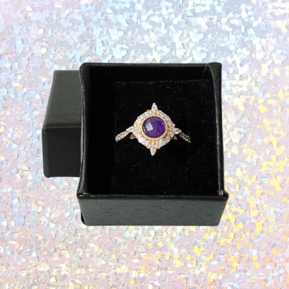 BP Genuine Amethyst Quartz Ring - Rose Gold Plating (Size 8) - Picture 5 of 7